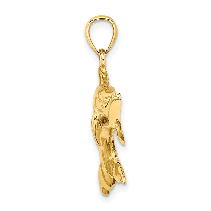 14K Polished Swimming Dolphin Charm-K8052