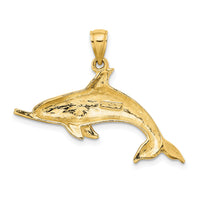 14K Polished Swimming Dolphin Charm-K8052