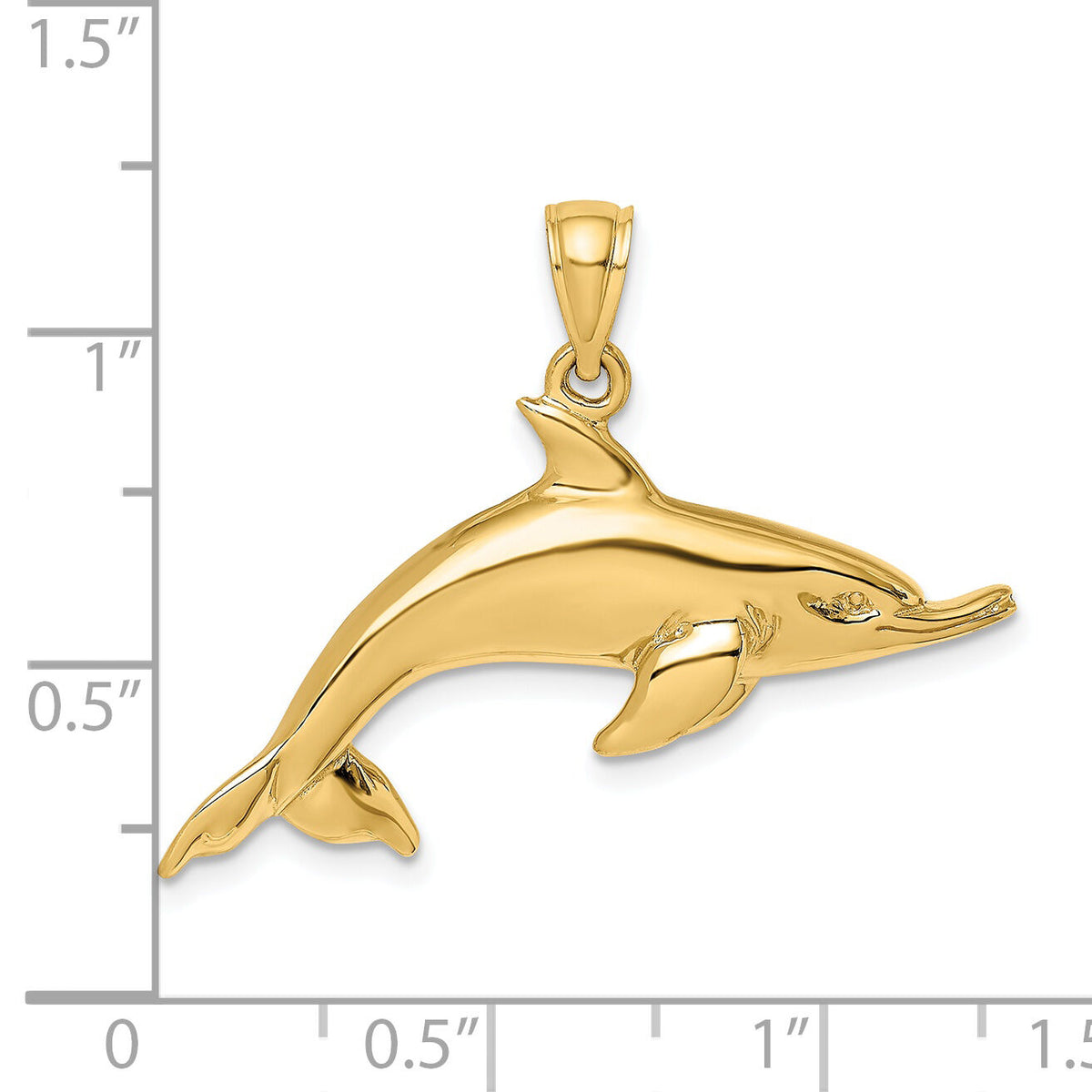 14K Polished Swimming Dolphin Charm-K8052