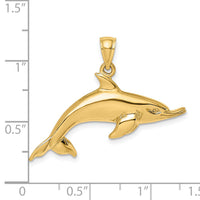 14K Polished Swimming Dolphin Charm-K8052