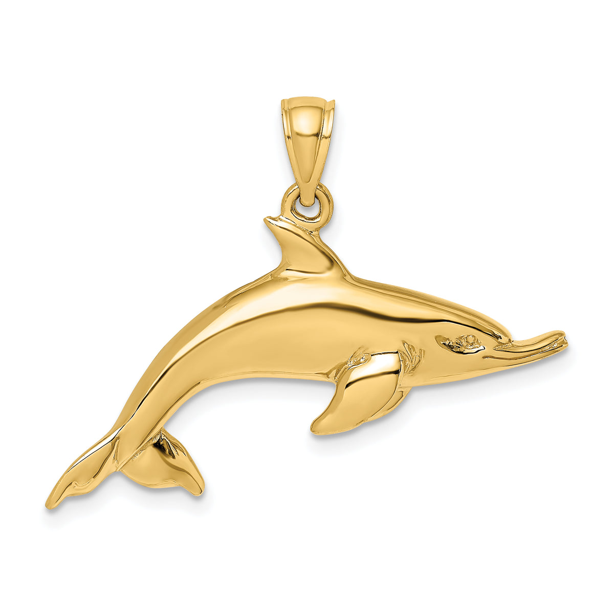 14K Polished Swimming Dolphin Charm-K8052