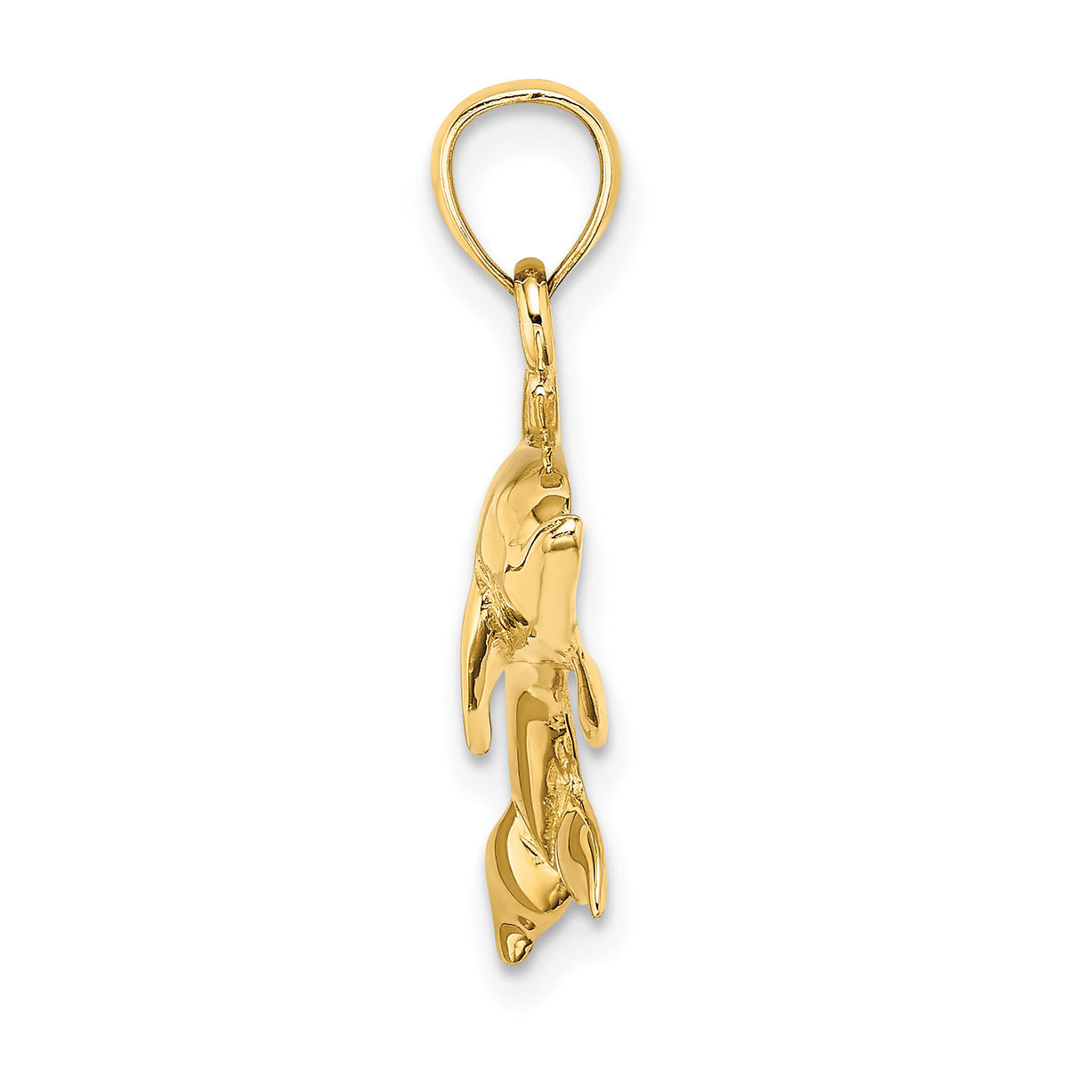 14K Polished Swimming Dolphin Charm-K8053