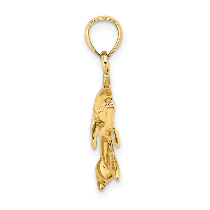 14K Polished Swimming Dolphin Charm-K8053