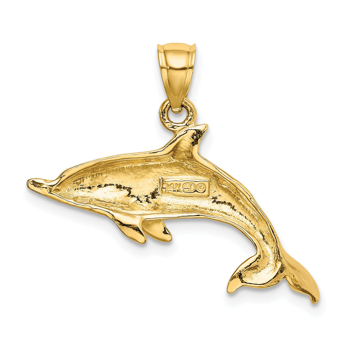 14K Polished Swimming Dolphin Charm-K8053