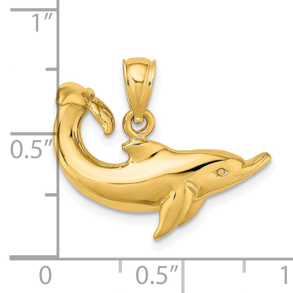 14K Polished Dolphin Charm-K8054
