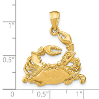 14K Polished Blue Crab Charm-K8057