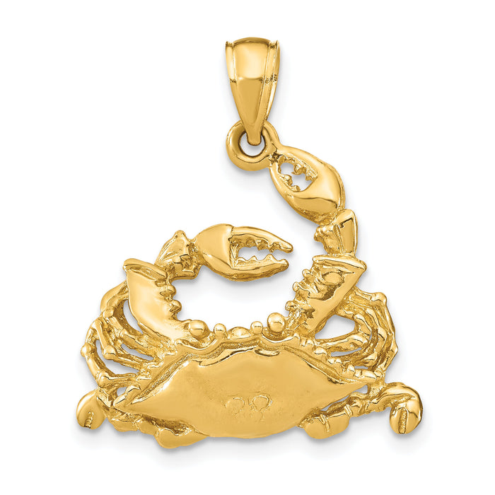 14K Polished Blue Crab Charm-K8057