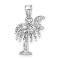 14K White Gold Polished Charleston Palm Tree Charm-K8059W