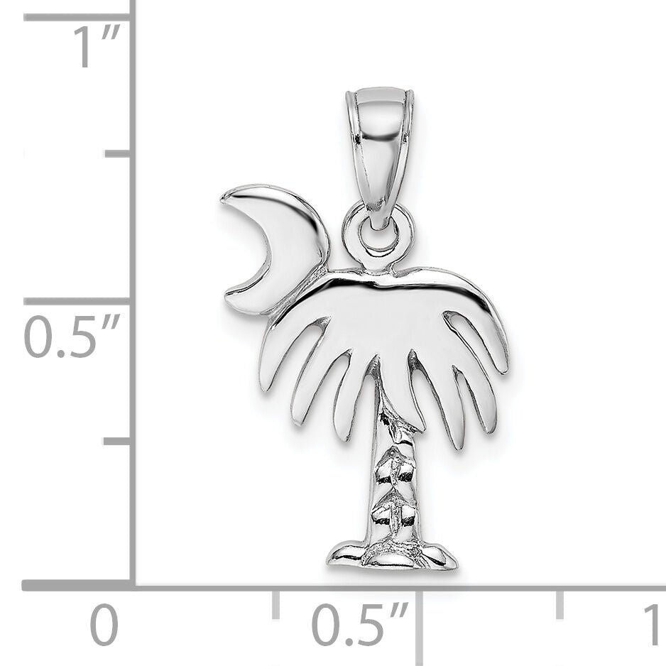 14K White Gold Polished Charleston Palm Tree Charm-K8059W