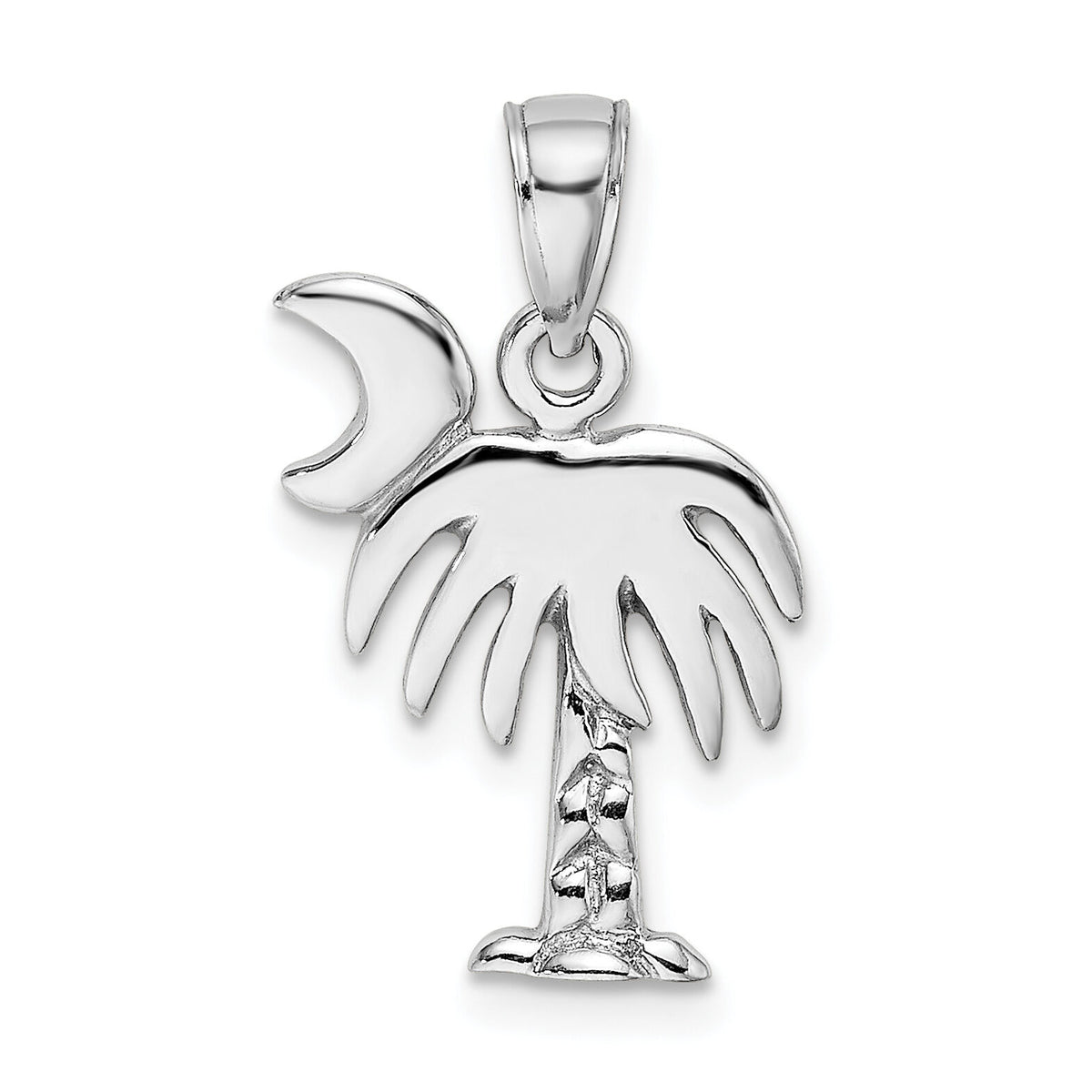 14K White Gold Polished Charleston Palm Tree Charm-K8059W
