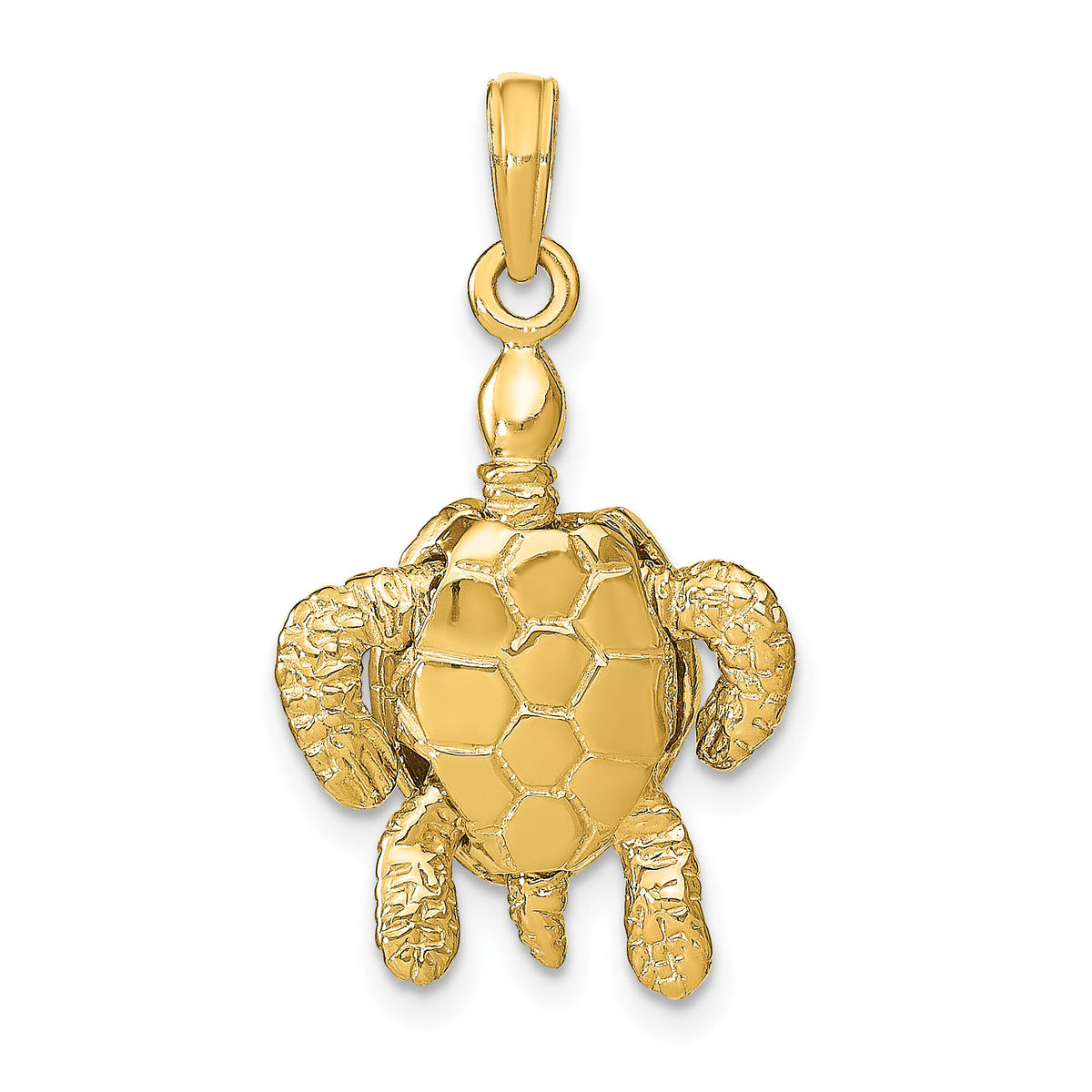 14K 3-D Sea Turtle with Moveable Head and Legs Charm-K8063