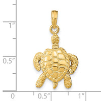 14K 3-D Sea Turtle with Moveable Head and Legs Charm-K8063