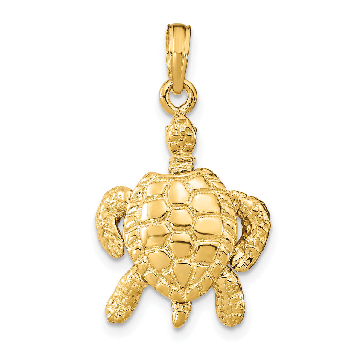 14K 3-D Sea Turtle with Moveable Head and Legs Charm-K8063