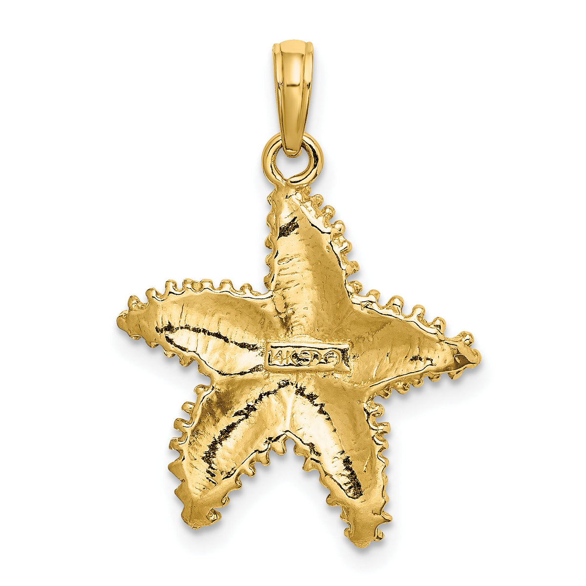 14K Beaded Textured Starfish Charm-K8070