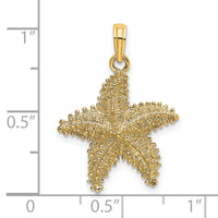14K Beaded Textured Starfish Charm-K8070