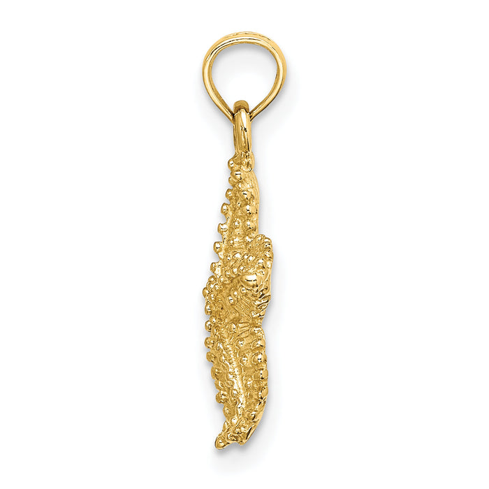 14K Beaded Textured Starfish Charm-K8071