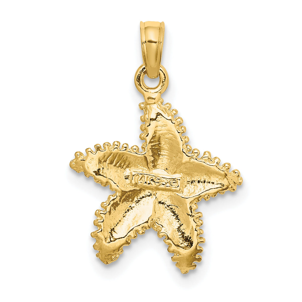 14K Beaded Textured Starfish Charm-K8071