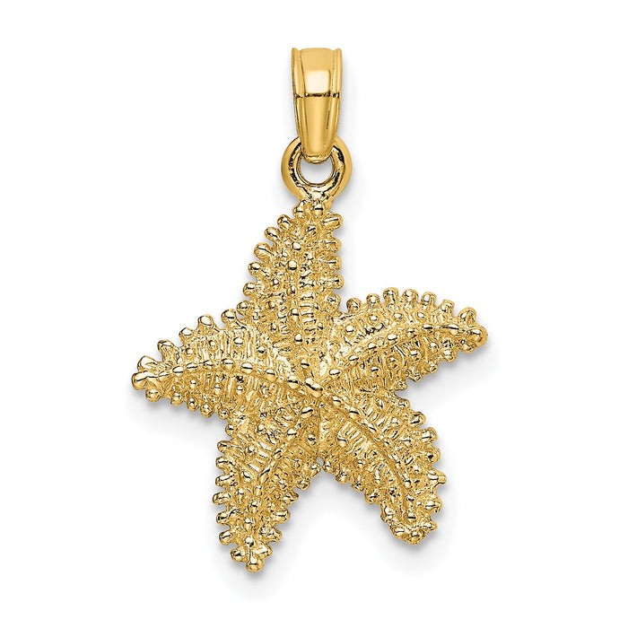 14K Beaded Textured Starfish Charm-K8071