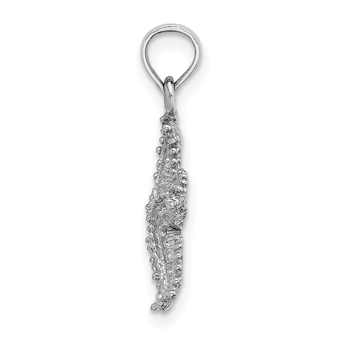 14K White Gold Beaded Textured Starfish Charm-K8071W