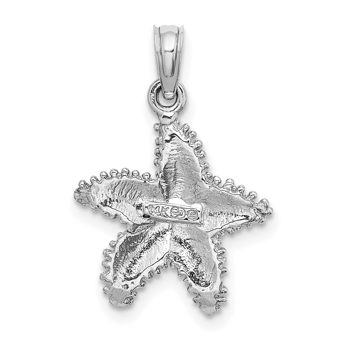 14K White Gold Beaded Textured Starfish Charm-K8071W