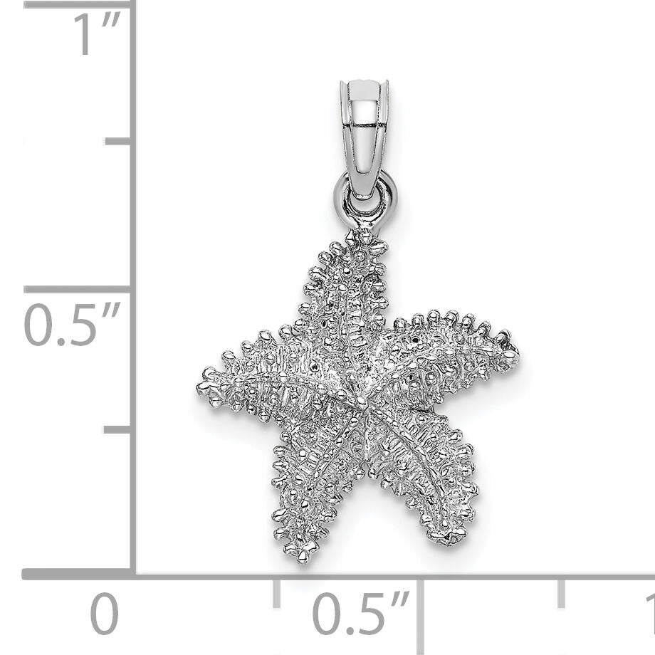 14K White Gold Beaded Textured Starfish Charm-K8071W