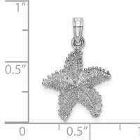 14K White Gold Beaded Textured Starfish Charm-K8071W