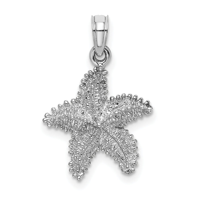 14K White Gold Beaded Textured Starfish Charm-K8071W