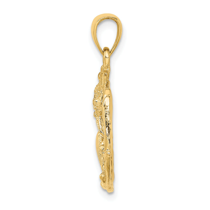 14K Shell Cluster In Circle Charm-K8074