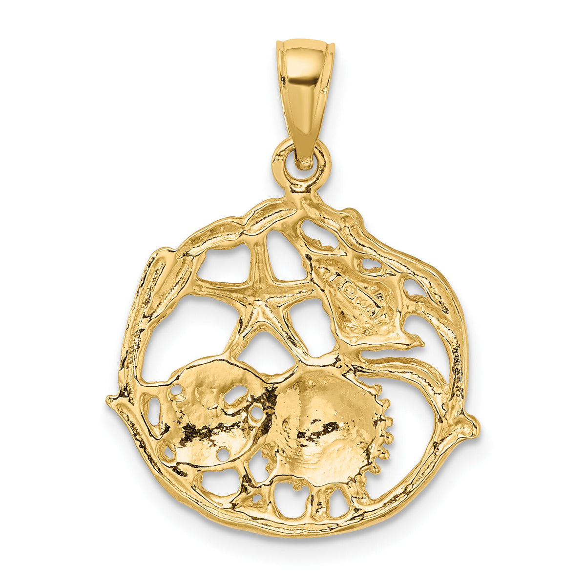 14K Shell Cluster In Circle Charm-K8074