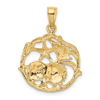 14K Shell Cluster In Circle Charm-K8074