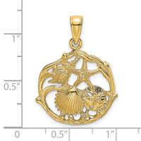 14K Shell Cluster In Circle Charm-K8074