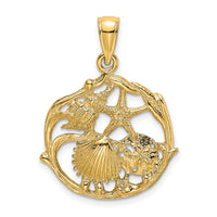 14K Shell Cluster In Circle Charm-K8074