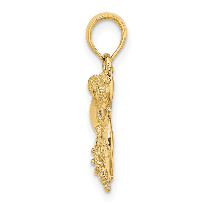 14K Polished Shell, Starfish and Sand Dollar Cluster Charm-K8075
