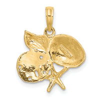 14K Polished Shell, Starfish and Sand Dollar Cluster Charm-K8075