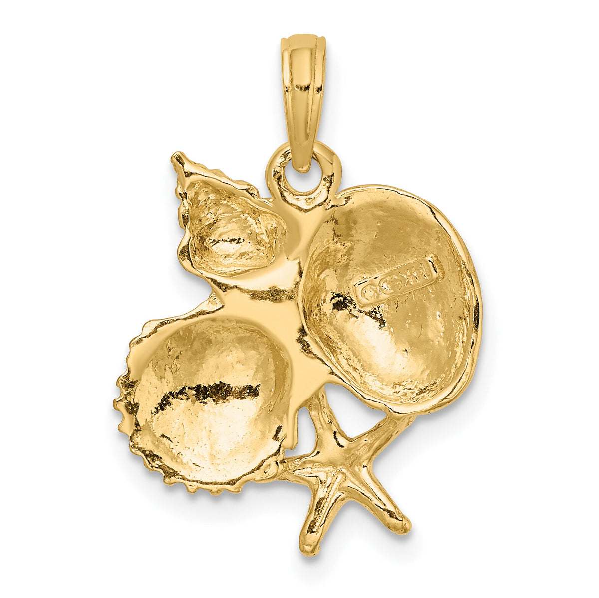 14K Textured Shell Cluster and Starfish Charm-K8076