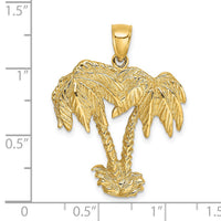 14K 2-D Double Palm Tree Charm-K8078
