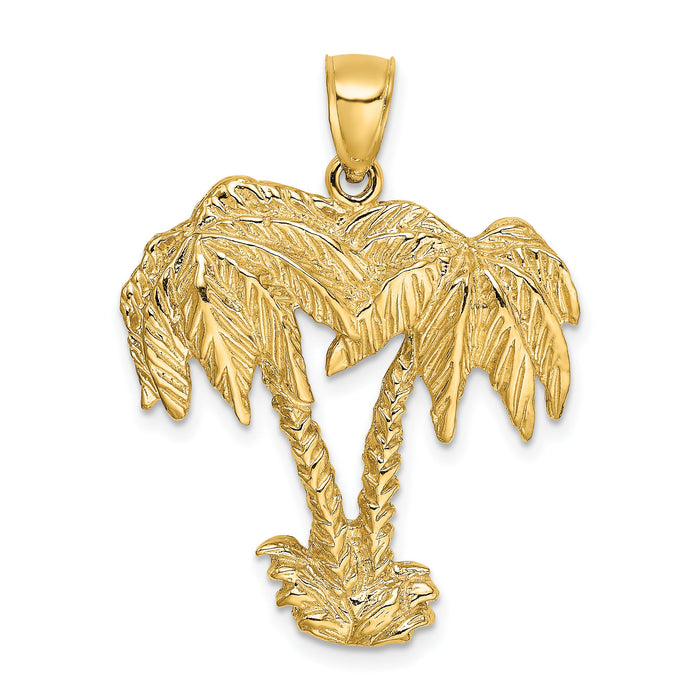 14K 2-D Double Palm Tree Charm-K8078