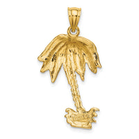 14K 2-D Textured Single Palm Tree Charm-K8079