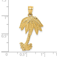 14K 2-D Textured Single Palm Tree Charm-K8079