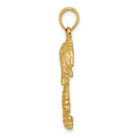 14K 2-D Textured Single Palm Tree Charm-K8080