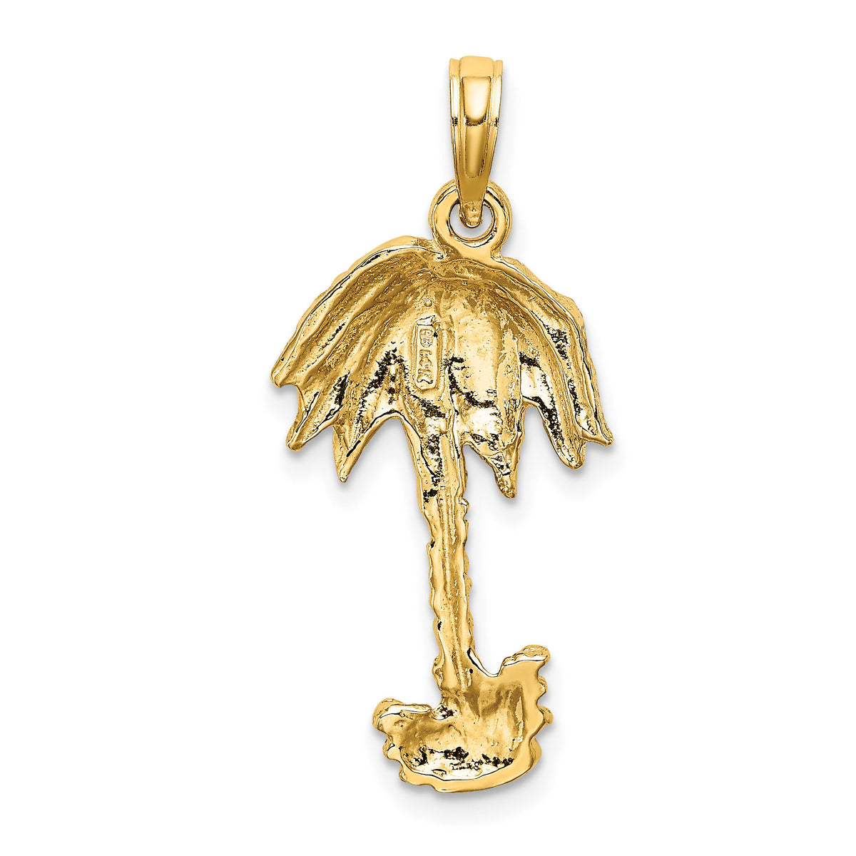 14K 2-D Textured Single Palm Tree Charm-K8080