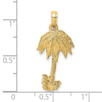 14K 2-D Textured Single Palm Tree Charm-K8080