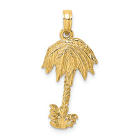 14K 2-D Textured Single Palm Tree Charm-K8080