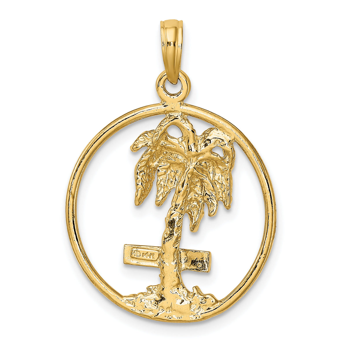 14K MARCO IS. Palm Tree Round Charm-K8083