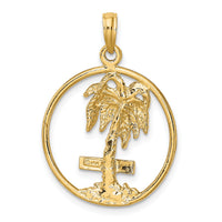 14K MARCO IS. Palm Tree Round Charm-K8083