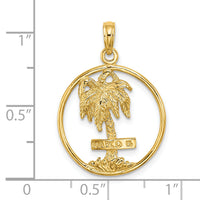 14K MARCO IS. Palm Tree Round Charm-K8083