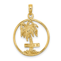14K MARCO IS. Palm Tree Round Charm-K8083