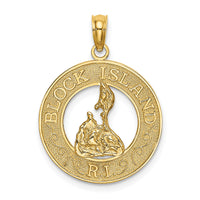 14K BLOCK ISLAND, RI Circle w/ Map Charm-K8085