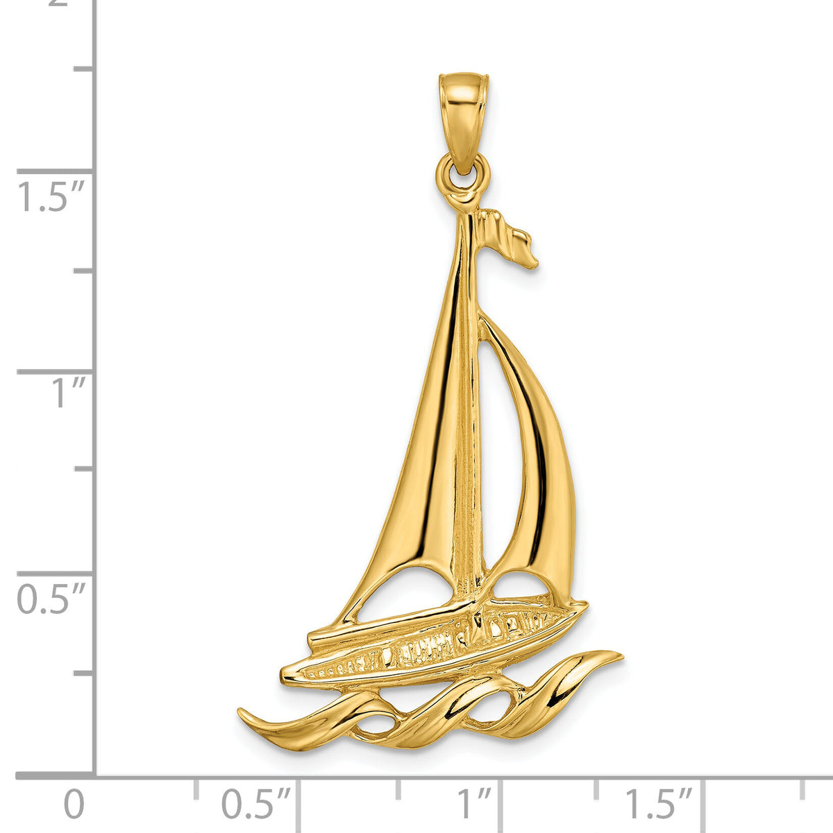14k Sailboat with Waves Pendant-K8092