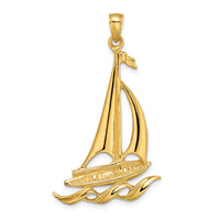 14k Sailboat with Waves Pendant-K8092